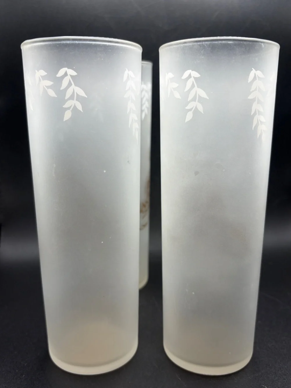4 Vintage Libbey Fairy Pixie Nymph Frosted Highball Cocktail Glasses Barware